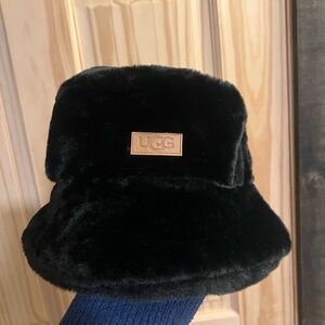 Black UGG fuzzy bucket hat